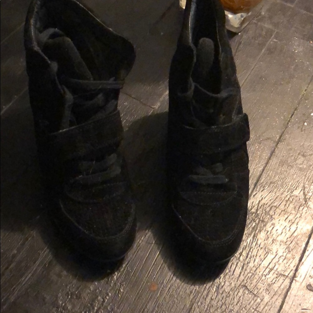 Ash suede sneakers wedge black size 8